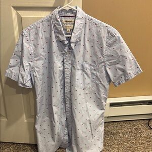 Goodthreads Blue and Red Crabs Casual Button Down Shirt Size M Slim Fit